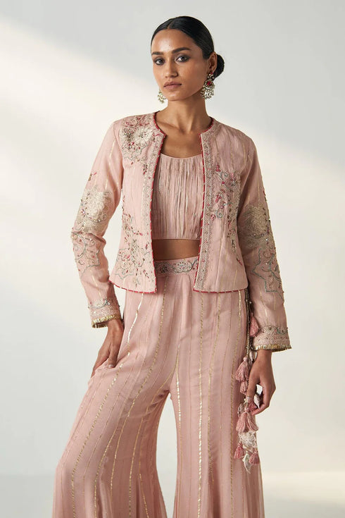 Sadhana Blush Pink Jacket Sharara Set
